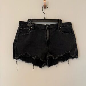 Aerie black distress elastic back raw hem shorts. XL